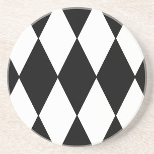 Dessous De Verre En Grès Motif diamant noir et blanc À damiers rétro