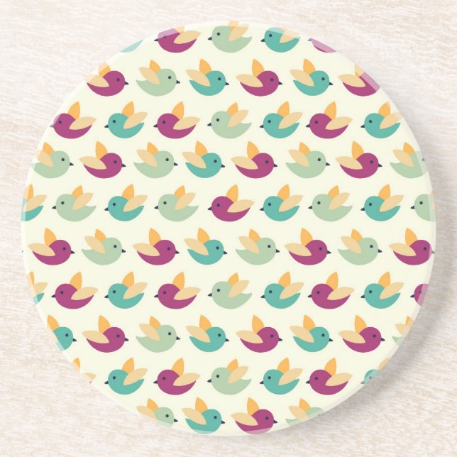 Dessous De Verre En Grès Motif d'oiseaux (Devant)
