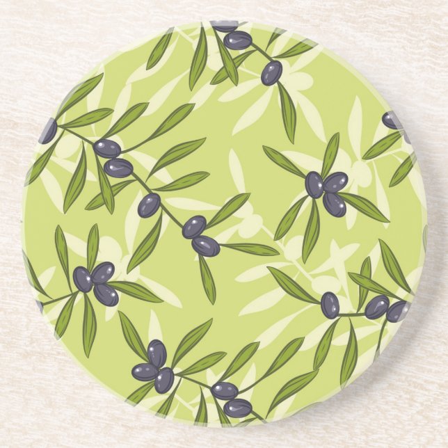 Dessous De Verre En Grès Motif d'olive (Devant)