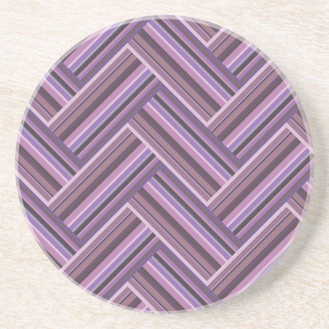 Dessous De Verre En Grès Motif double tissage Mauve stripes (Devant)