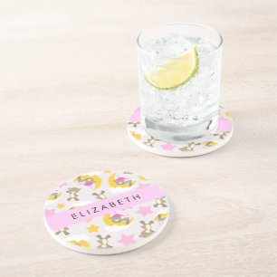 Dessous De Verre En Grès Motif D'Ours, Nounours, Étoiles, Votre Nom