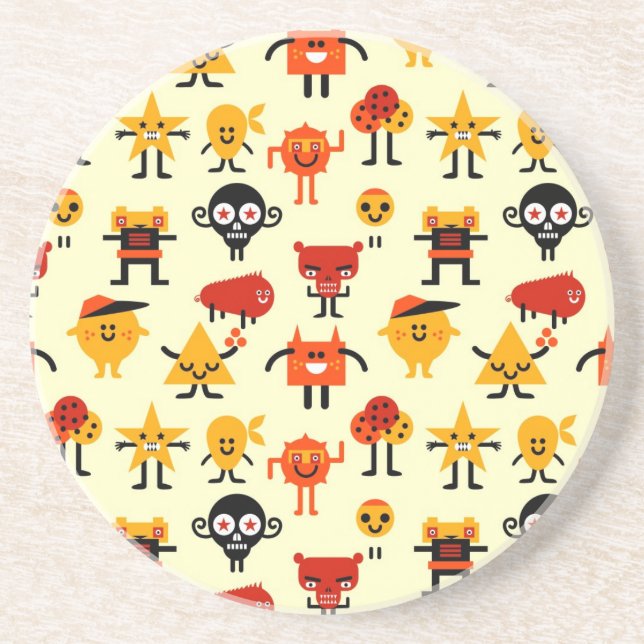 Dessous De Verre En Grès Motif drôle de monstres (Devant)