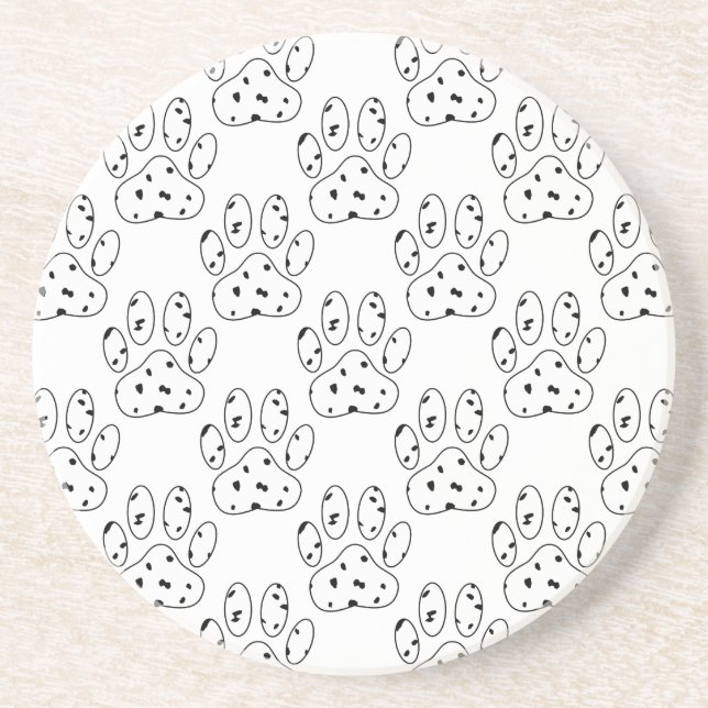 Dessous De Verre En Grès Motif Empreinte de patte dalmate (Devant)
