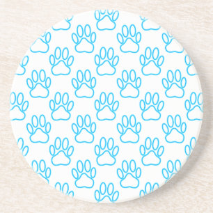 Dessous De Verre En Grès Motif Empreinte de patte de Blue Neon Dog