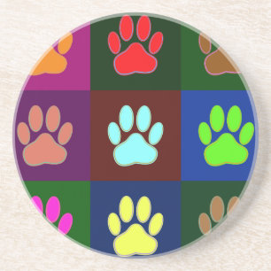 Dessous De Verre En Grès Motif Empreinte de patte de chien multicolore