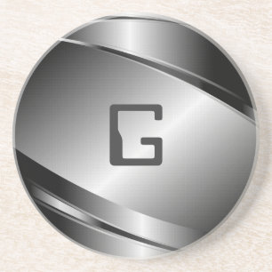 Dessous De Verre En Grès Motif en acier inoxydable gris argent