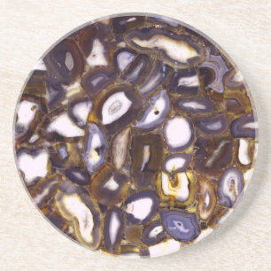Dessous De Verre En Grès Motif en pierre blanche Brown violet