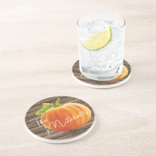Dessous De Verre En Grès Motif en planches de shiplap Citron Orange Citroui