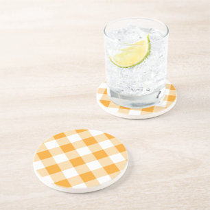 Dessous De Verre En Grès Motif En vichy jaune