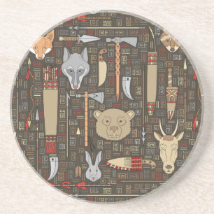 Dessous De Verre En Grès Motif ethnique de chasse