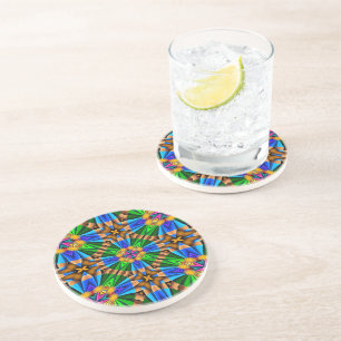 Dessous De Verre En Grès Motif Fleurs Abstraites uniques