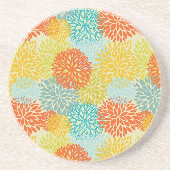 Dessous De Verre En Grès Motif floral 3 (Devant)