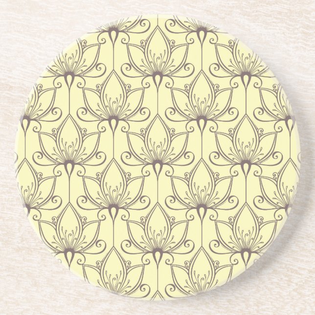Dessous De Verre En Grès Motif floral à la crème (Devant)
