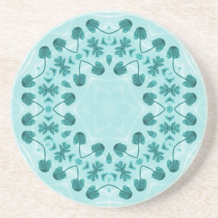 Dessous De Verre En Grès Motif floral, bleu Turquoise