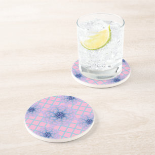 Dessous De Verre En Grès Motif Floral Bleu Violet Pastel Esthétique Sans Co