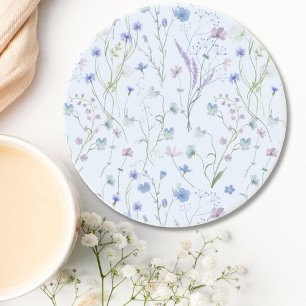 Dessous De Verre En Grès Motif floral de jolie fleur sauvage bleu violet