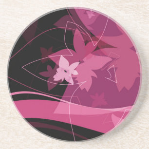Dessous De Verre En Grès Motif floral magenta