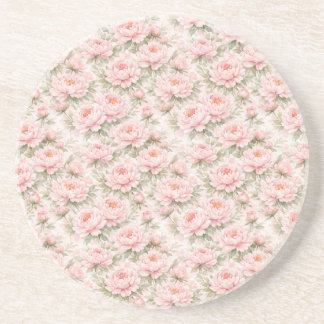 Dessous De Verre En Grès Motif floral sans couture de pivoine à l'aquarelle