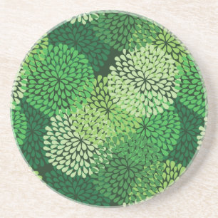 Dessous De Verre En Grès Motif floral vert