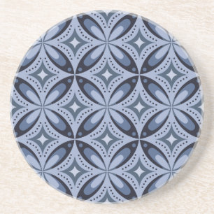 Dessous De Verre En Grès Motif géométrique bleu de style rétro
