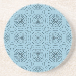 Dessous De Verre En Grès Motif géométrique bleu élégant en lignes continues