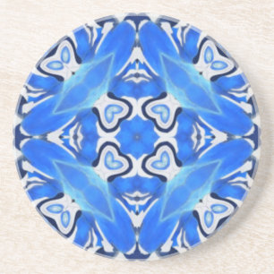 Dessous De Verre En Grès Motif géométrique bleu marine électrique