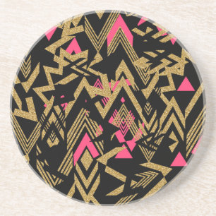 Dessous De Verre En Grès Motif géométrique cool de parties scintillant en f