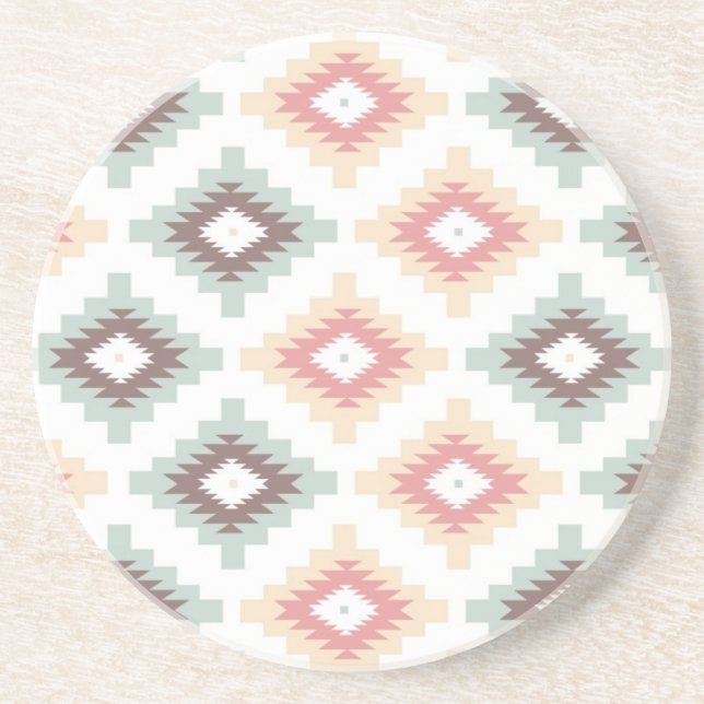 Dessous De Verre En Grès Motif géométrique dans le style aztèque (Devant)