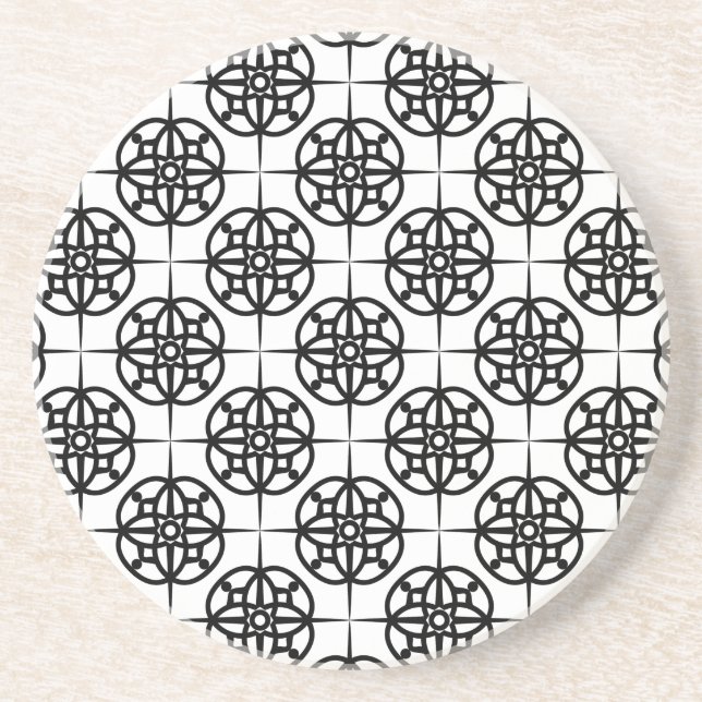 Dessous De Verre En Grès Motif géométrique Vibe rétro classique (Devant)