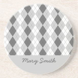 Dessous De Verre En Grès Motif gris nommé fait sur commande à motifs de