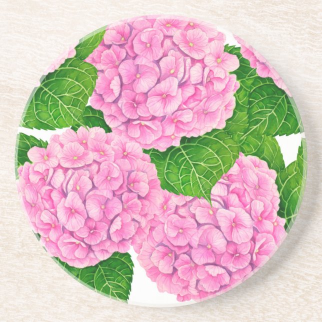 Dessous De Verre En Grès Motif Hydrangea (Devant)