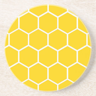 Dessous De Verre En Grès Motif jaune de nid d'abeilles