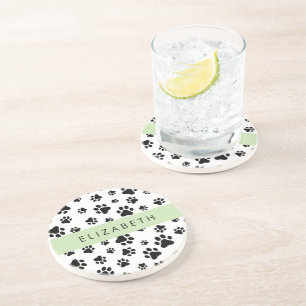Dessous De Verre En Grès Motif mâle, Patrouilles de chien, Noir et Blanc, V