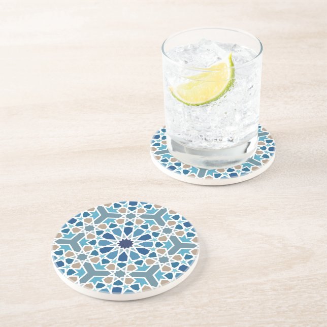 Dessous De Verre En Grès Motif marocain en carreaux (Côté)
