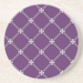 Dessous De Verre En Grès Motif médiéval violet et argenté