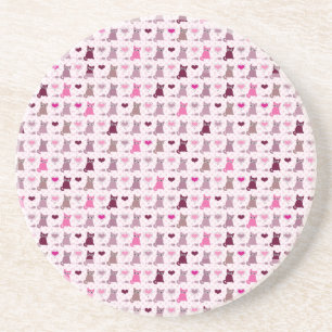 Dessous De Verre En Grès Motif mignon de filles de chaton