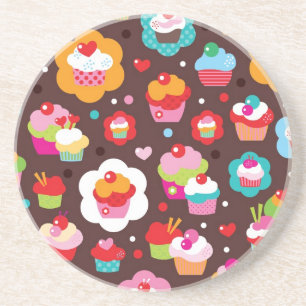 Dessous De Verre En Grès Motif mignon de gâteau de tasse