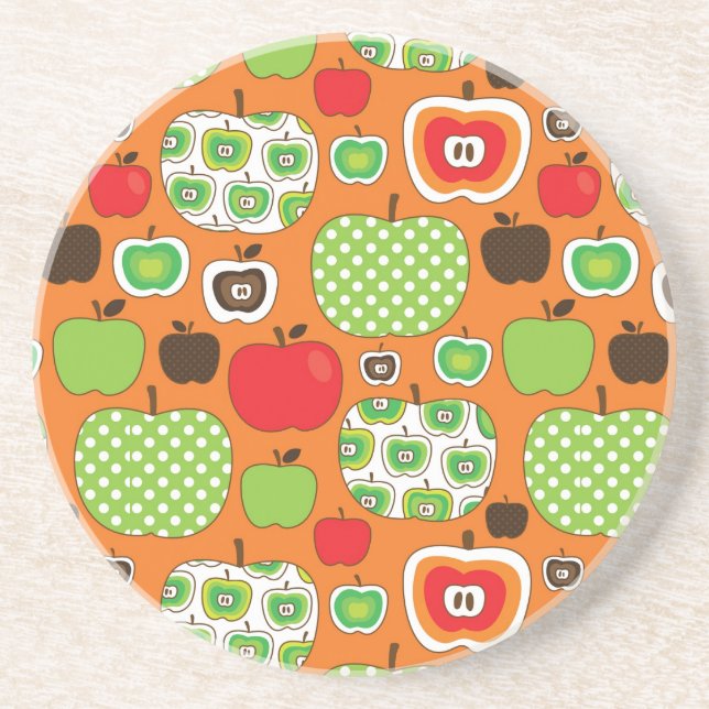 Dessous De Verre En Grès Motif mignon d'illustration de pomme (Devant)