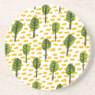 Dessous De Verre En Grès Motif Naïve Green Black Tree