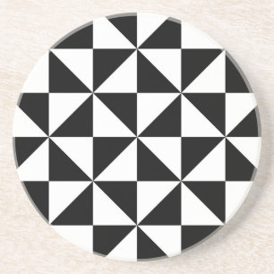 Dessous De Verre En Grès Motif noir et blanc de triangle
