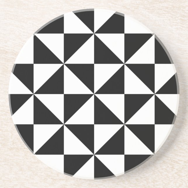 Dessous De Verre En Grès Motif noir et blanc de triangle (Devant)