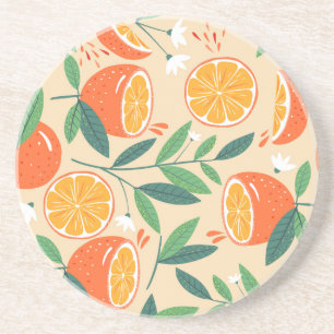 Dessous De Verre En Grès Motif orange sans couture, art vintage abstrait.