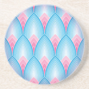 Dessous De Verre En Grès Motif Pétal Turquoise Et Rose
