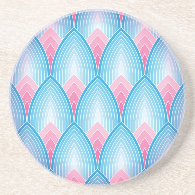 Dessous De Verre En Grès Motif Pétal Turquoise Et Rose (Devant)