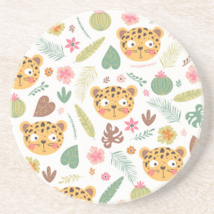 Dessous De Verre En Grès Motif Plante de Leopard Head Tropical
