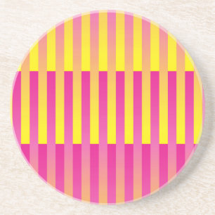 Dessous De Verre En Grès Motif rayé rose jaune orange