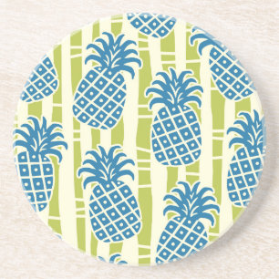 Dessous De Verre En Grès Motif rayures bambou ananas Tiki