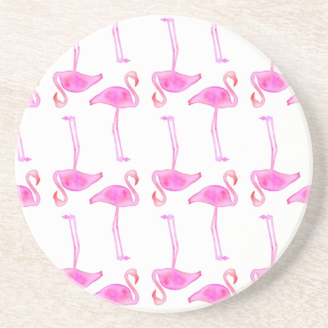 Dessous De Verre En Grès Motif rose de Flamant rose (Devant)