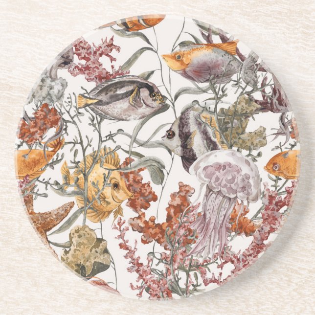 Dessous De Verre En Grès Motif Sea Life 2 (Devant)