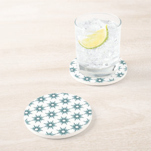 Dessous De Verre En Grès Motif Starburst moderne Turquoise du milieu du siè